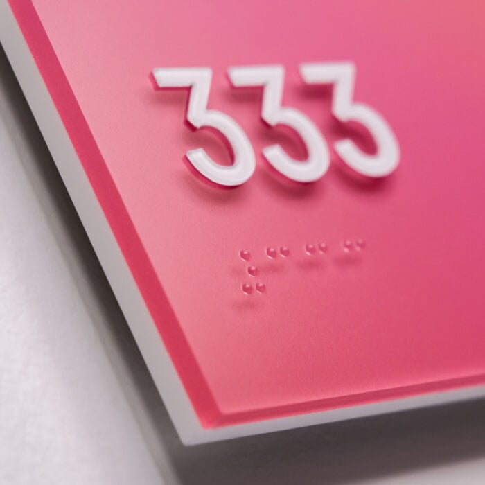 Takeform Interior Signage Vivid Pink and White
