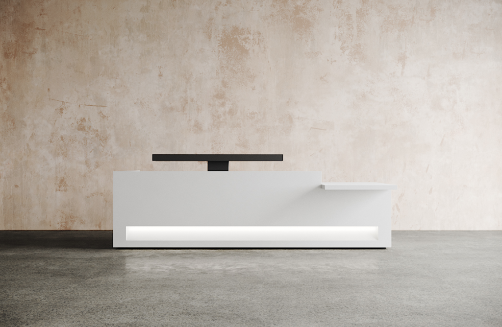 isomi reception blok desk in solid surface